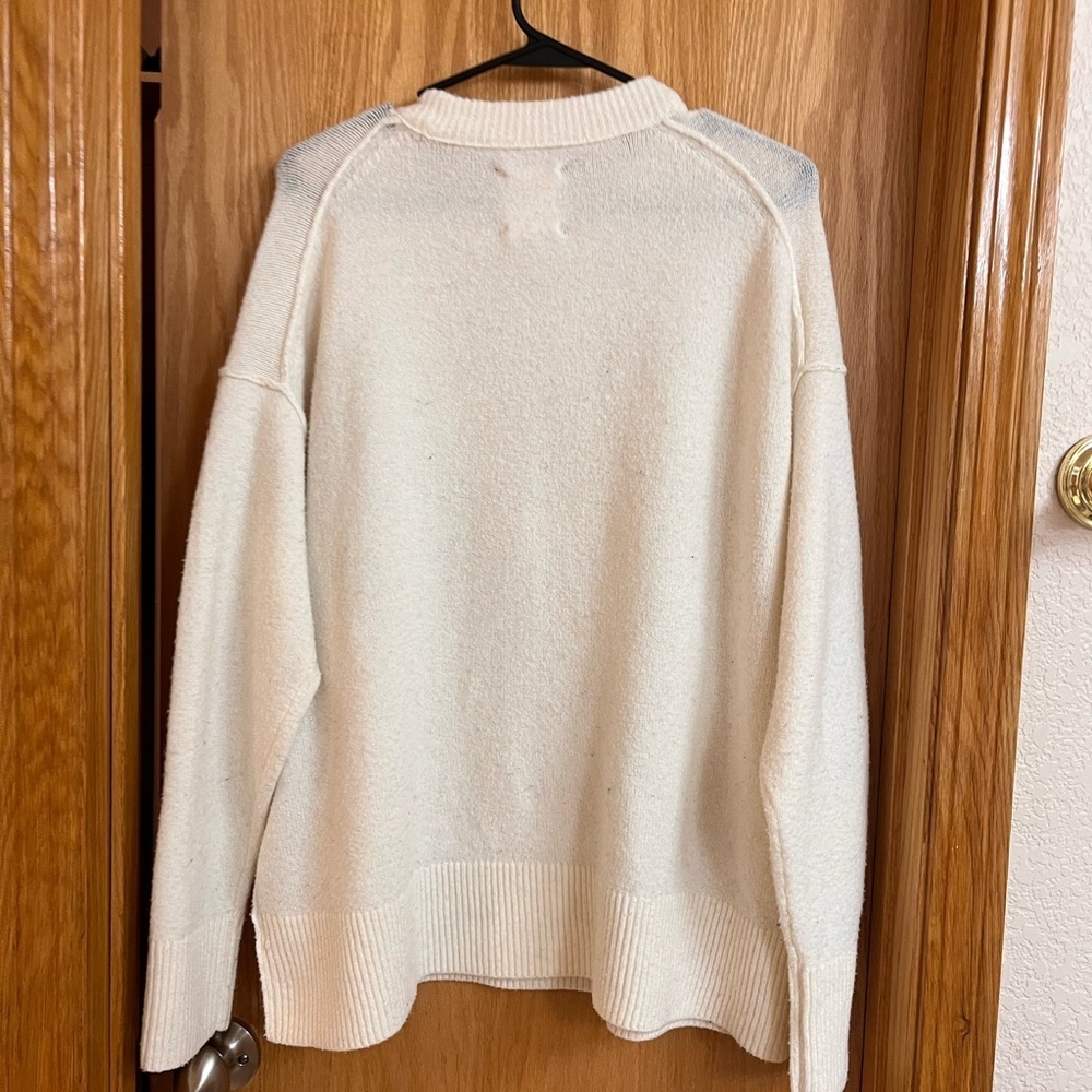Aerie Womens Oversized Cream Soft Crew Neck Sweater - Picture 7 of 7